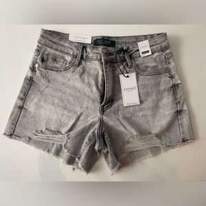 NWT Judy Blue mid rise grey distressed shorts